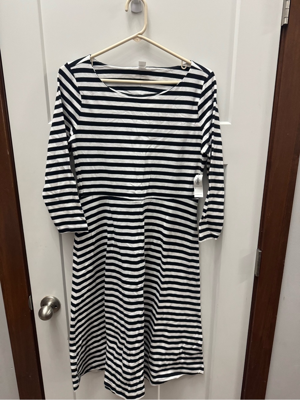 Old Navy Black and White Striped Midi Dress